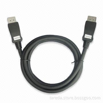 DisplayPort Cable with 20-pin Sliver/Gold Male to Male Connector, Available in Various Sizes